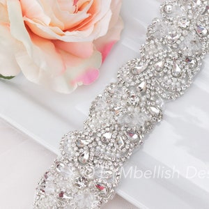 Rhinestone Belt with Clasp- crystal Bridal Belt- beaded Embellished Belt - All The Way Around Bridal Belt with Clasp - Pearl Wedding Sash -