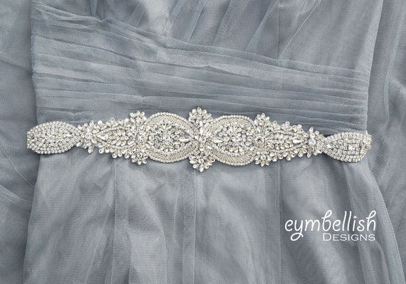 Crystal Rhinestone Bridal Belt  Silver Wedding Dress Sash With Clasp - Etsy