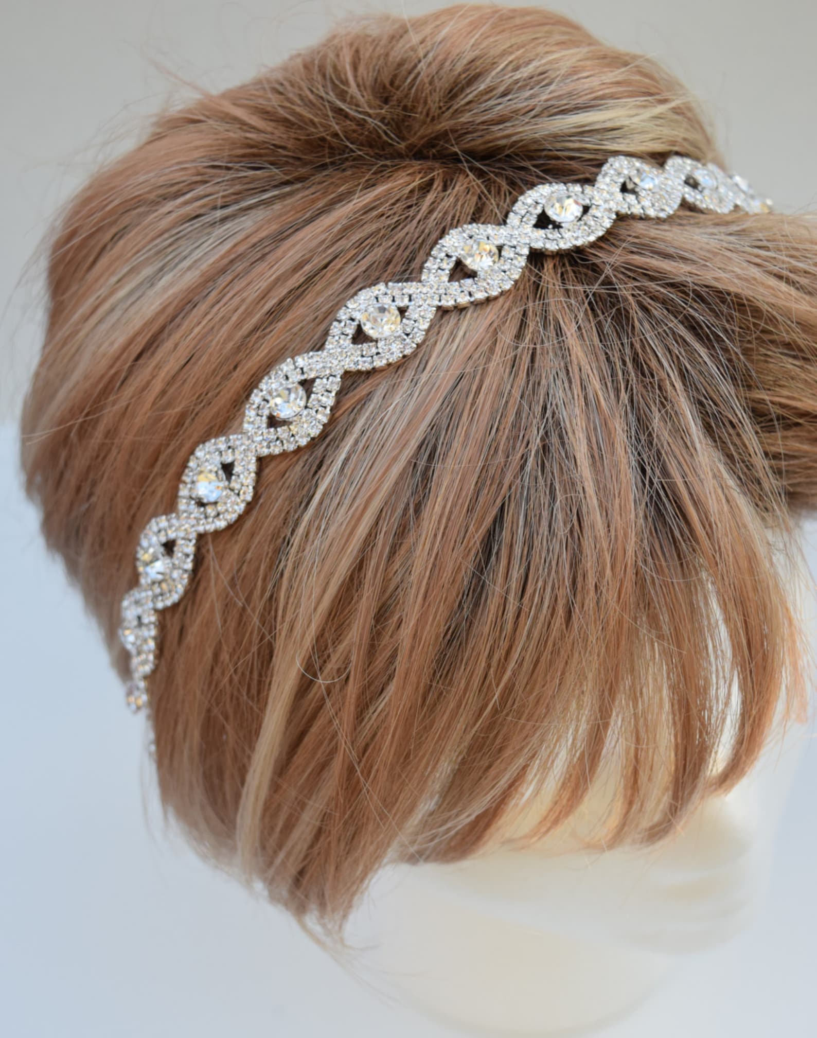 Thin Crystal Rhinestone Headband Rhinestone Hair Band Etsy