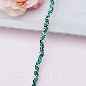 Emerald bridal Belt- rhinestone Bridal Belt in green- Emerald Bridesmaids Belt - Bridal Sash- B023