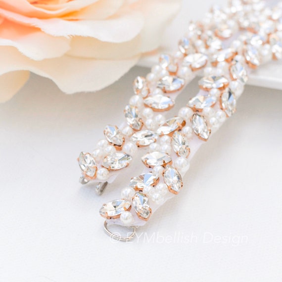 Rose Gold Pearl Bridal Belt, Crystal Bridesmaid Sash, Thin Wedding Belt Rose Gold Pearl Bridal Belt, Crystal Bridesmaid Sash, Thin Wedding Belt
