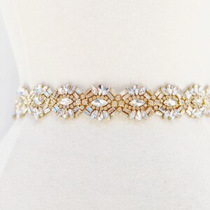 Full Length Gold Crystal Rhinestone Bridal Belt- Bridal Belt with Clasp- All the Way Around with Clasp Closure- Wedding Belt EYM B118