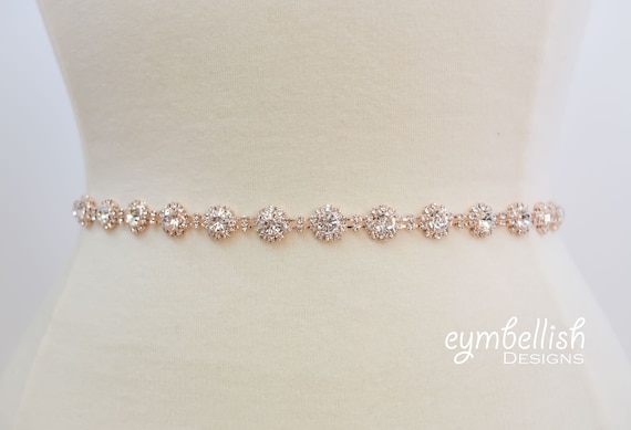 Thin Rose Gold Crystal Rhinestone Belt Bridal Belt or Rose Gold Bridesmaid Belt Champagne Bridal Belt Rose Gold Wedding Sash B024 Etsy