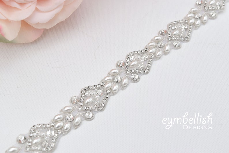 Pearl Bridal Belt With Clasp Rhinestone Pearl Wedding Belt Etsy