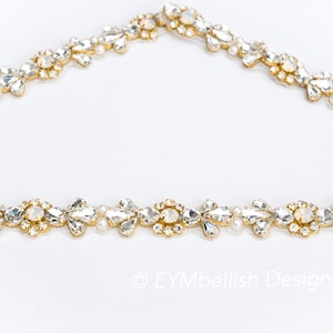 Thin Gold Bridal Belt with a Clasp Closure and Opal Accent Stones