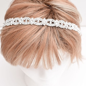 Rhinestone Wedding Headband- Crystal Hair piece- Thin Bridal headband hairpiece- Gatsby Headband- Wedding Halo- Thin Crystal Headband B003