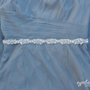 Thin Bridal Belt- Full Length Crystal Rhinestone Bridal Belt- All the Way Around Wedding Sash with Clasp Closure- Wedding Dress Belt B084