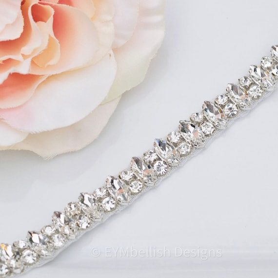 Thin Rhinestone Belt With Clasp Bridal Belt Crystal Wedding Belt
