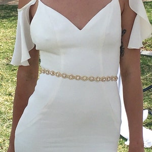 Full Length Crystal Rhinestone Bridal Belt with Clasp Closure - Thin Bridal Belt - Bridal Sash - Gold Bridal Belt -Bridesmaids Belt EYM B036
