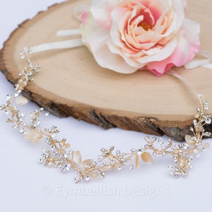 Champagne Wedding Hair vine- bridal hair accessory- vintage head vine for wedding- bridal hair piece- headpiece for bride- hair clip