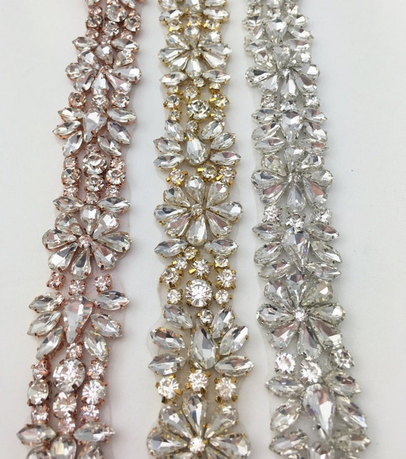 Full Length Rose Gold Rhinestone Bridal Belt- All the Way  display picture 1
