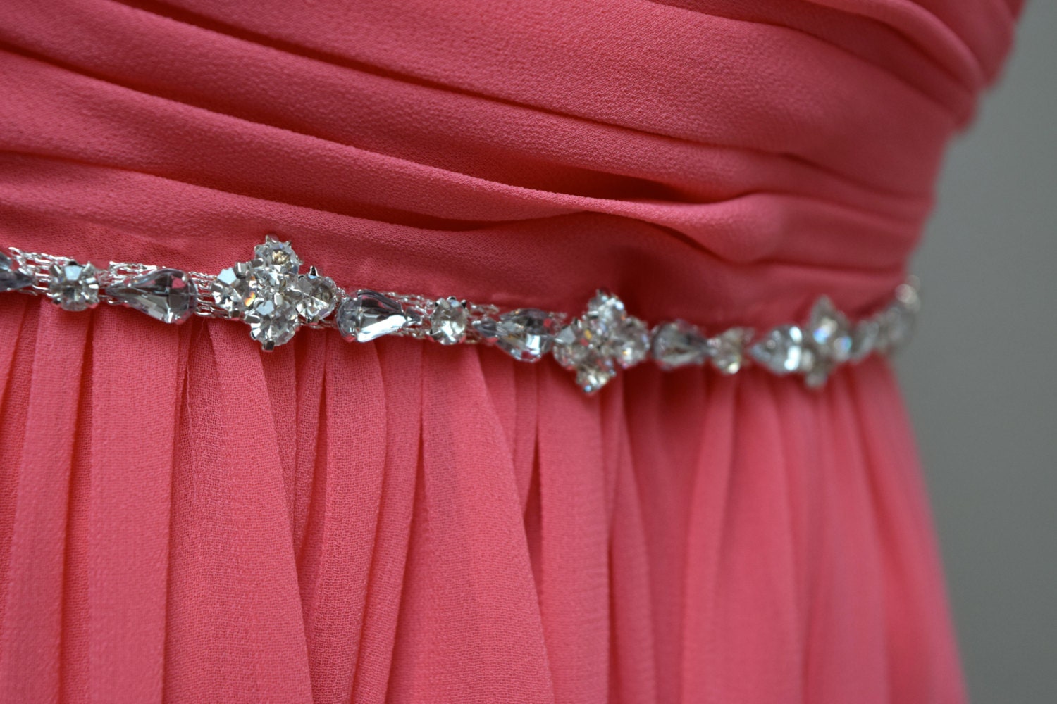 Custom Thin Rhinestone Belt With Clasp - Bridal Belt With No 