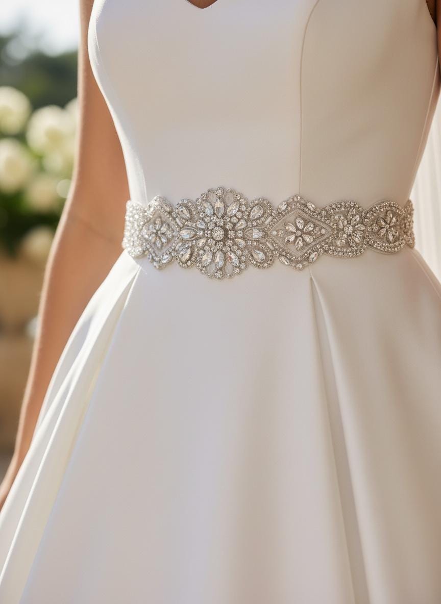 Cintura da sposa con strass dorati - Accessorio per abito da sposa da 2,5 cm - Italia