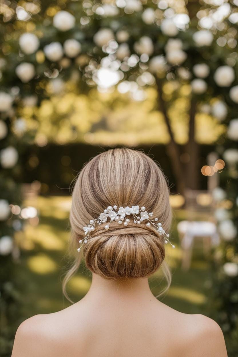 Bridal Hair Comb - Vintage Wedding Hair Piece With Pearl and  display picture 2