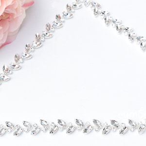Thin Crystal Rhinestone Belt with Clasp-  Leaf wedding belt- Bridal belt - All the Way Around Crystal Belt-  Wedding Sash Boho B034
