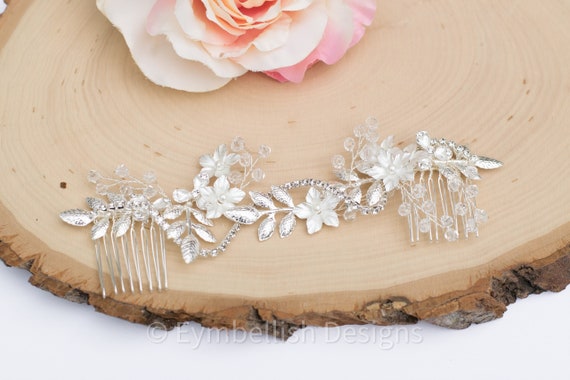 Crystal Rhinestone Bridal Hair Comb: Silver Vine Wedding  display picture 1