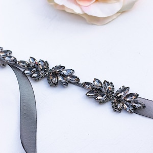 Black Bridal Belt - Black Bridesmaids Belt - Crystal Bridesmaid Belt - Wedding Sash - 1&quot; wedding belt - Bridal Sash - B050