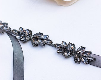 Black Bridal Belt - Black Bridesmaids Belt - Crystal Bridesmaid Belt - Wedding Sash - 1" wedding belt - Bridal Sash - B050