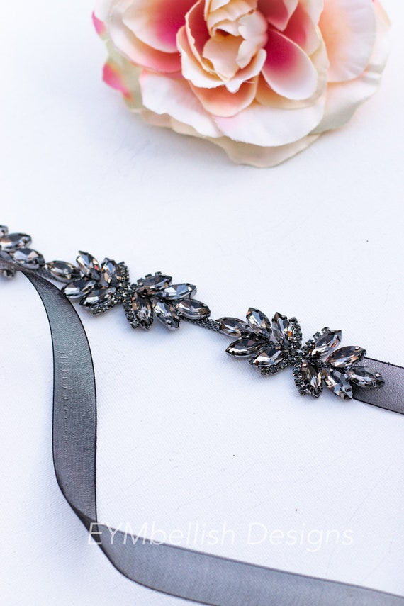 Black Bridal Belt Black Bridesmaids Belt Crystal Bridesmaid Belt