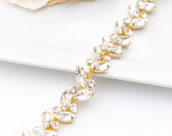 Thin leaf gold bridal belt- gold bridesmaids Belt- rose gold leaf bridal Sash- B034