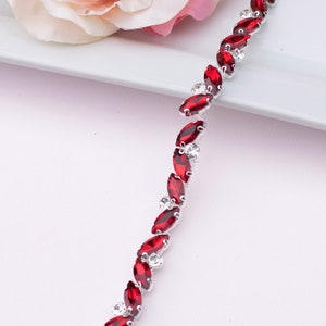 Red bridal Belt- rhinestone Bridal Belt in red- Ruby Bridesmaids Belt - Bridal Sash- B023