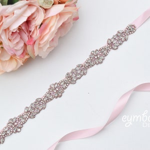 Rose Gold Bridal Belt- Rhinestone Wedding Belt - Rose Gold Bridal Sash - Vintage Belt - Crystal Bridesmaids Belt- Wedding Accessories- B060