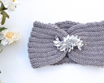 Winter Hat- Knit Winter Headband with Bling- Embellished knit hat- Christmas Holiday Gift for Women Teen Girl- Fall Winter Fashion- ear muff