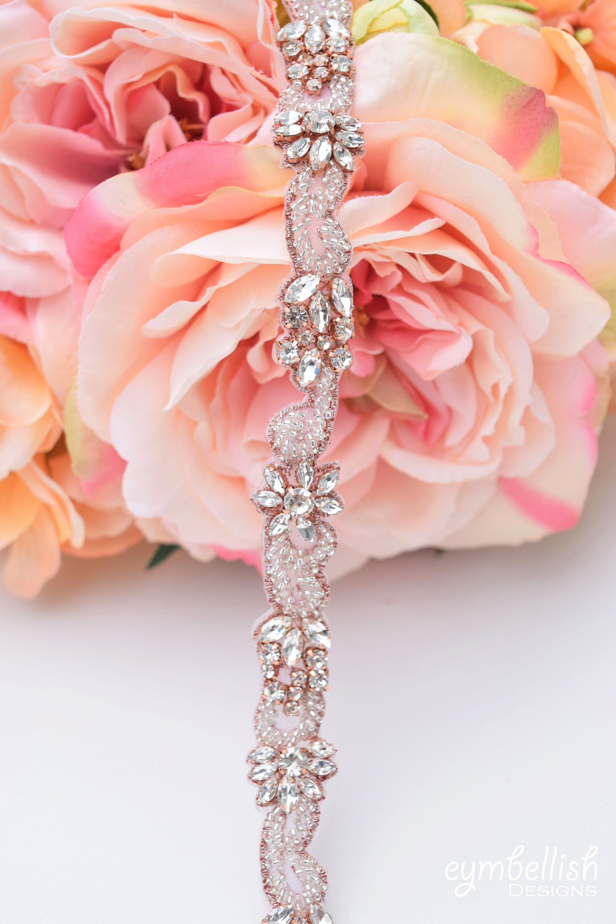 rose gold belt for bridesmaid dress Bridal Wedding Sash Handmade Flower Wedding Dress Belt – loveangeldress main image 0