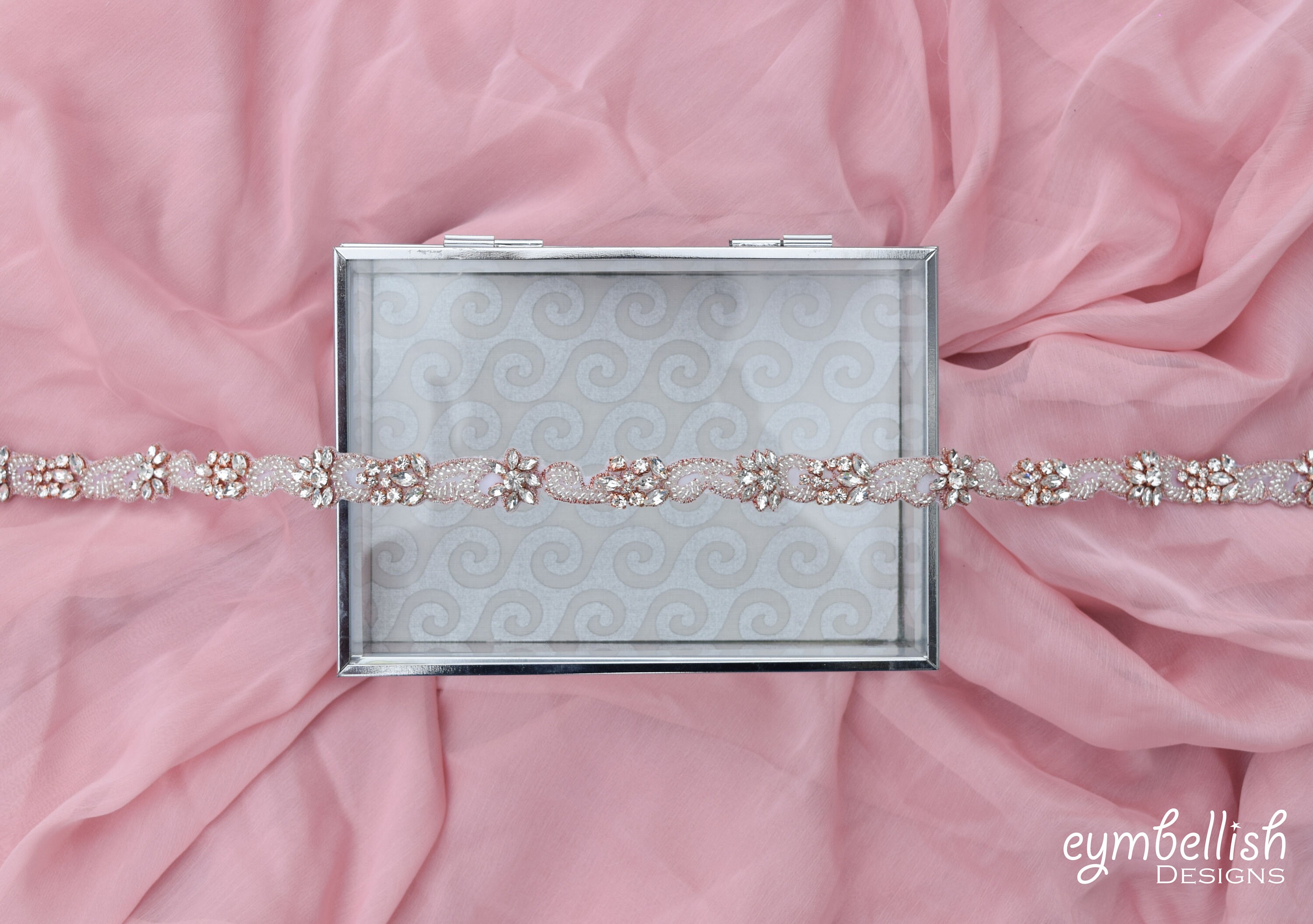 Rose Gold Rhinestone Bridal Belt - Crystal Wedding Sash with Clasp Rose Gold Rhinestone Bridal Belt - Crystal Wedding Sash with Clasp