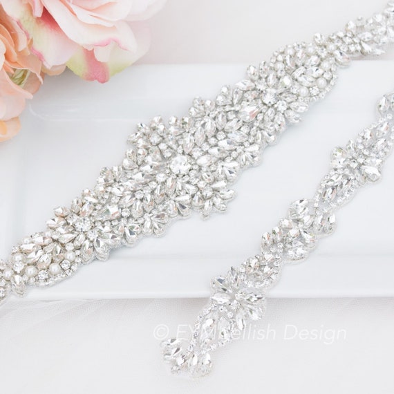 Full Beaded Bridal Belt Full Length Rhinestone Bridal Belt- All the Way Around  main image 4