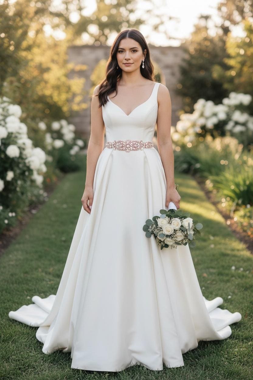 3461 Rose Gold Wedding Belt For Bride Dress- Dress Plain Bridal Rose Gold Crystal Rhinestone Bridal Belt on Ribbon Sash  main image 4