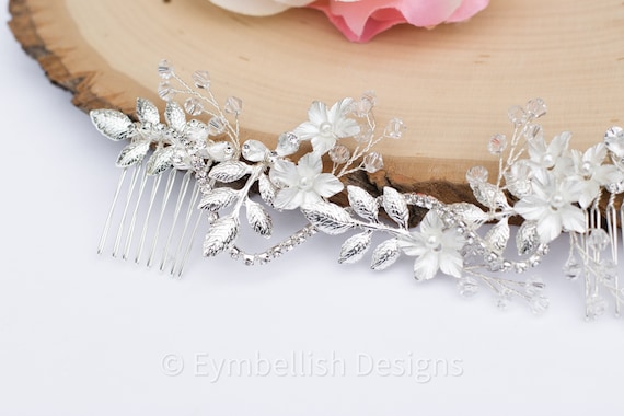 Crystal Rhinestone Bridal Hair Comb: Silver Vine Wedding  display picture 3