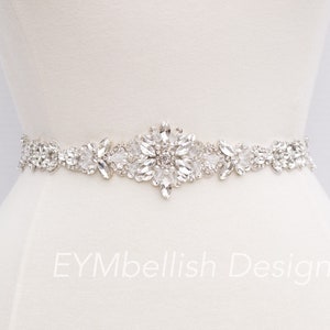 Bridal Belt with Clasp Full length crystal Rhinestone bridal belt Fitted Wedding belt with Hook Beaded Belt with clasp EYMbellish image 1
