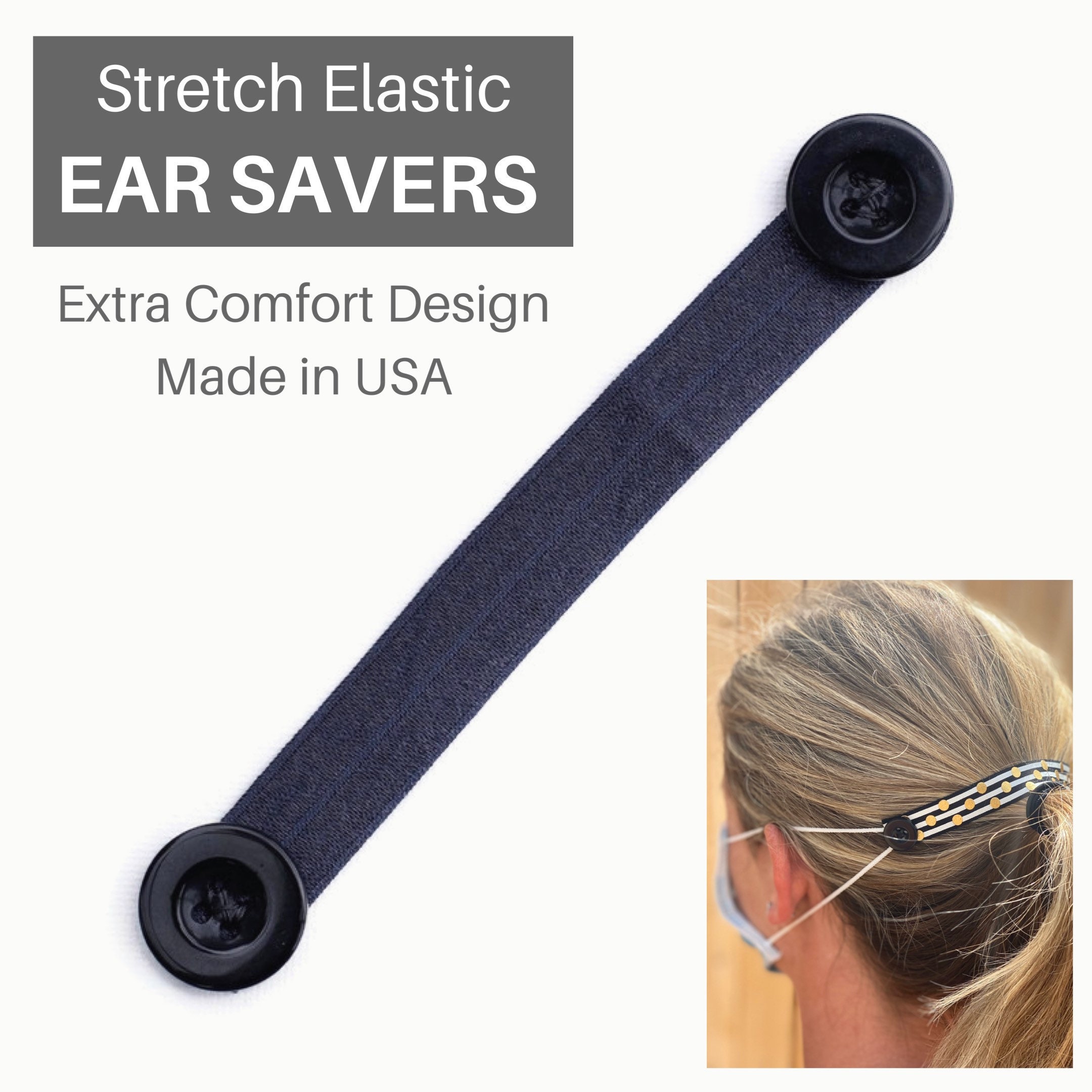 Set of 3 Elastic Ear Savers Mask Extenders Button Extenders Fun Ear Savers  Cute Ear Savers Cute Mask Extenders Mask Extender Set of 3 