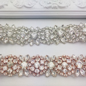 Full Length Rose Gold Crystal Bridal Belt- Bridal Belt with Clasp- All the Way Around with Clasp Closure- Wedding Belt EYM B116