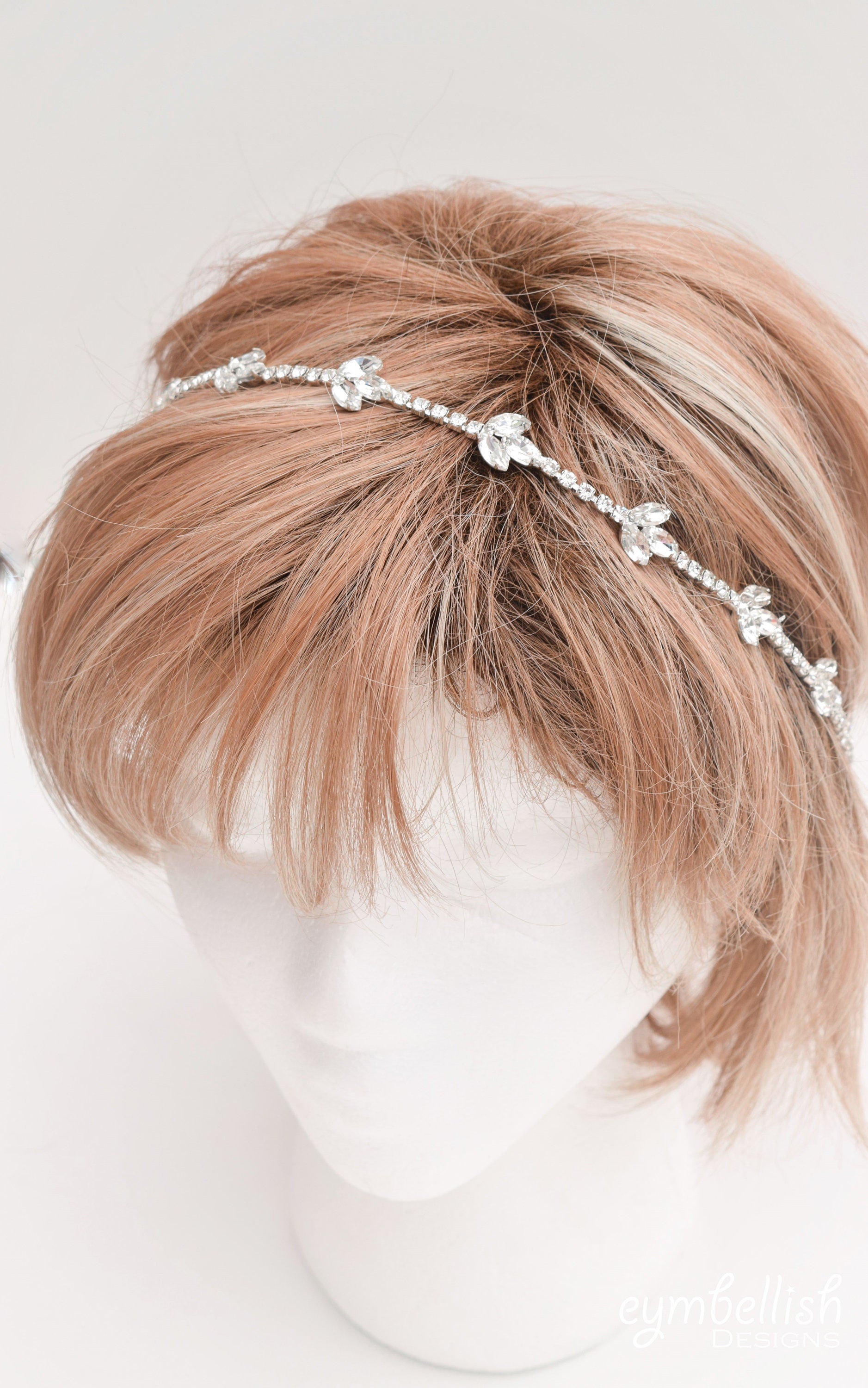 Crystal Leaf Bridal Headband with Black Satin Tie Mariana Crystal Headband - Shop Wedding Headpieces | Dareth  main image 4