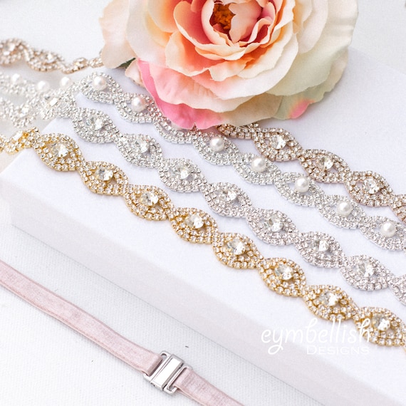 White Belt with Silver Rose Accents Rose Gold Exquisite Bridal Premium European Crystal Opal  main image 2