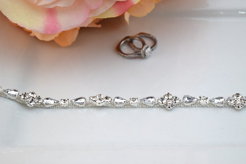 Custom Thin Rhinestone Belt Bridal Belt Bridal Belt or Bridesmaids Belt Crystal Bridesmaid Belt Wedding Bridal Sash EYM B027 image 4