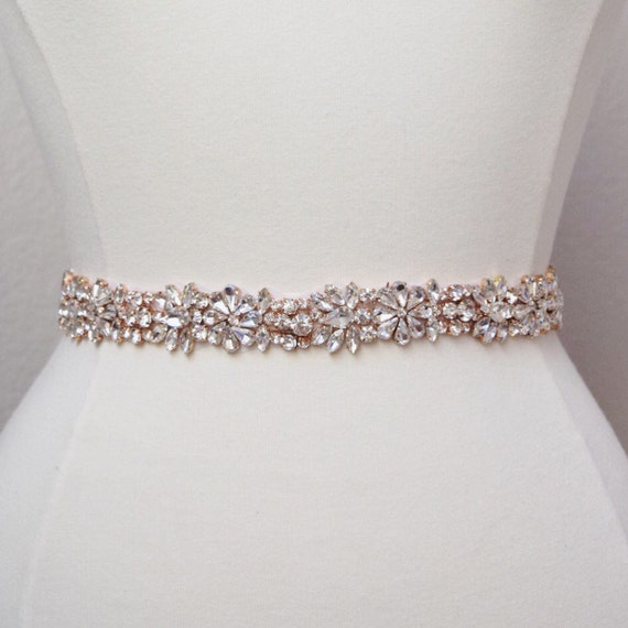 Full Length Rose Gold Rhinestone Bridal Belt- All the Way  display picture 2
