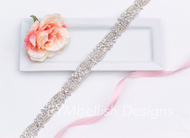 Bridal Belt Rhinestone Wedding Sash Thin Wedding Belt - Etsy UK