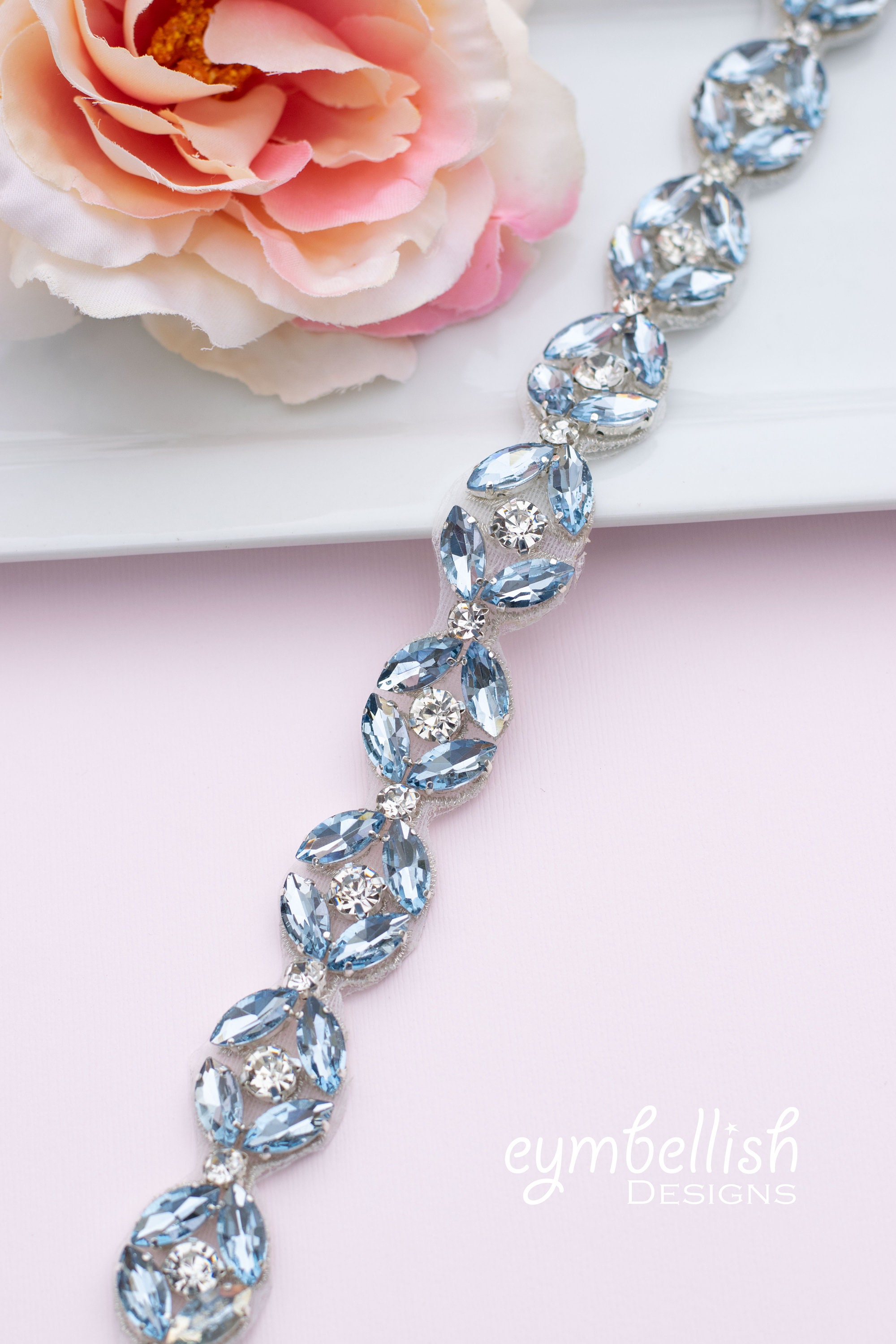 Light Blue Wedding Belt - Blue Bridesmaids Belt- Dusty Blue Wedding Sash- Flower Girl Sash- Pageant Belt- B122