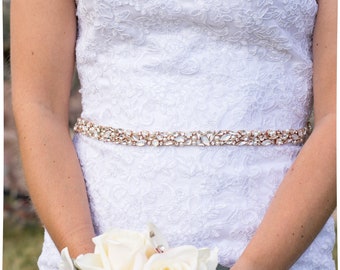 Opal Rose Gold Pearl Bridal Belt Sash Crystal Wedding Ivory Rhinestone Vtg 3009 