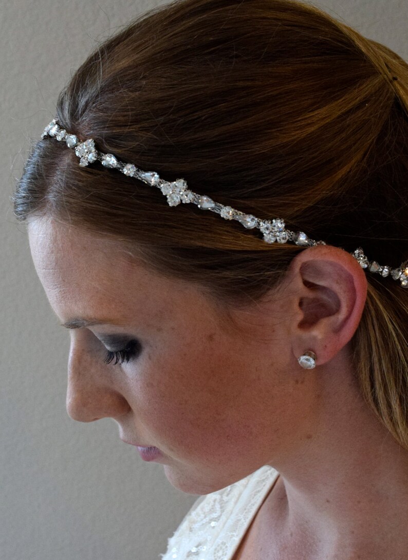 Thin Crystal Rhinestone Hair Band Bridal Headband Bridal Etsy