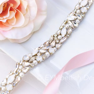 Opal bridal sash Gold, Gold Bridal belt B117