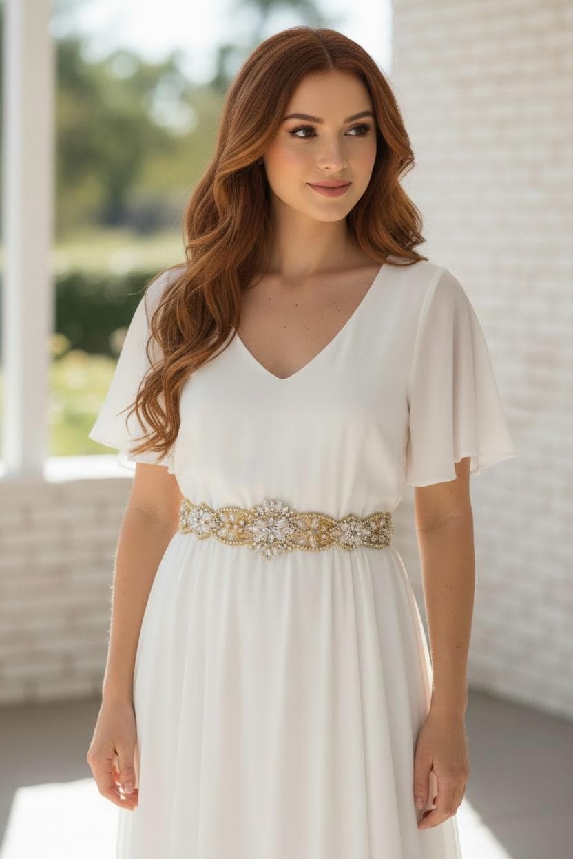 Custom Gold Bridal Belt With Clasp- Gold Wedding Dress Belt - Wide Wedding  Belt- All the Way Around Bridal Belt With Clasp- B105 - Etsy