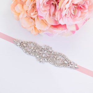 Bridal Belt-Bridal Sash-Rhinestone and Pearl Belt-Wedding Belt-Bridesmaids Belt-Rhinestone Applique Belt -EYM B085