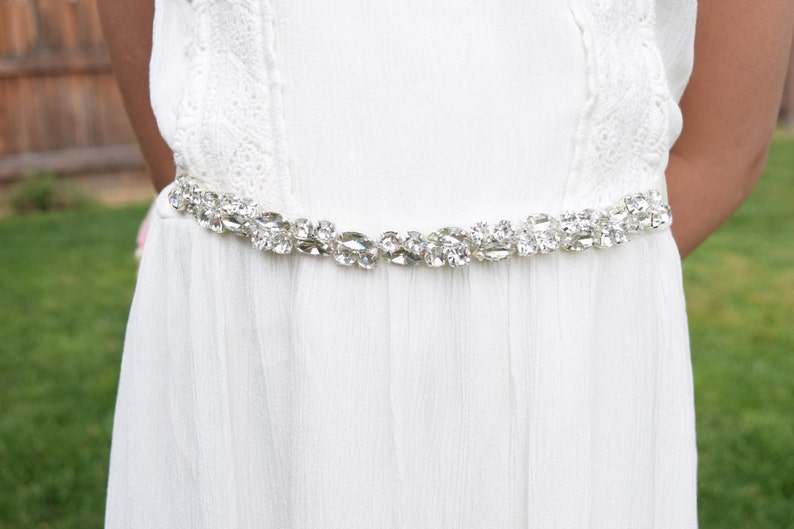Flower Girl Accessories Thin Crystal Rhinestone Belt Bridal Etsy
