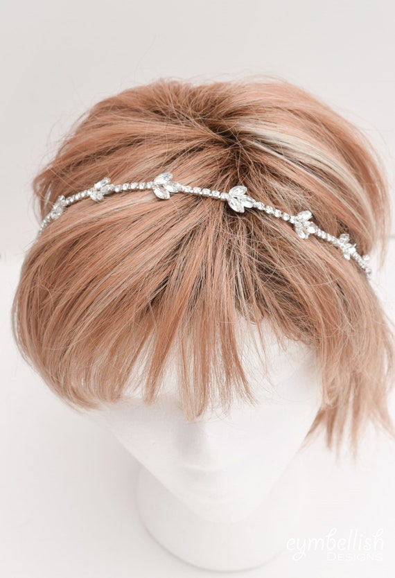 Crystal Leaf Vine Headband - Silver Rhinestone Bridal Hairpiece Amazon.com : Teyglen Bridal Wedding Hair Vine Headband  main image 4