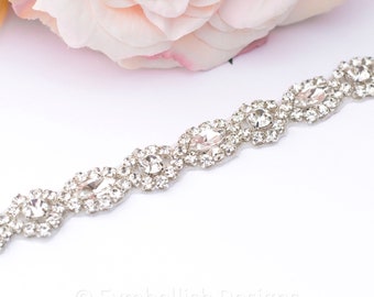 Bridal Belt- thin Crystal wedding Belt- Silver Bridesmaid Belt- rhinestone Wedding Sash- Beaded Wedding Dress Belt- Wedding Accessory- B012