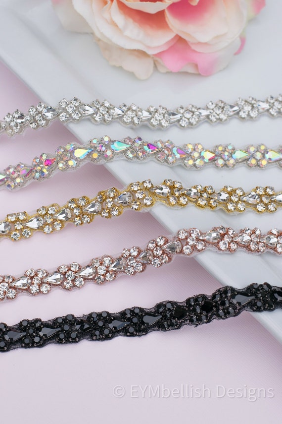 Cintura Sposa Con Strass Nero - Fascia Elegante Per Abiti Da Cerimonia E Sera